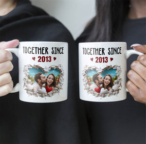 Custom Photo Together Since Anniversary Gift - Personalized Ceramic Mug - Gift For Couple, Husband Wife, Anniversary, Engagement, Wedding, Marriage Gift NH96