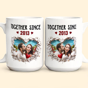 Custom Photo Together Since Anniversary Gift - Personalized Ceramic Mug - Gift For Couple, Husband Wife, Anniversary, Engagement, Wedding, Marriage Gift NH96