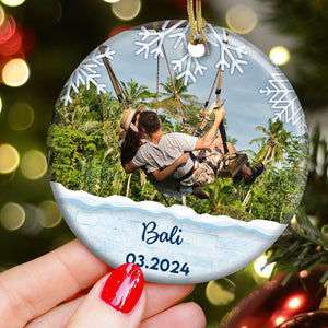 Custom Photo Travel Memories - Gift For Family - Personalized Ceramic Ornament