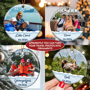 Custom Photo Travel Memories - Gift For Family - Personalized Ceramic Ornament