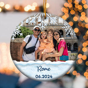 Custom Photo Travel Memories - Gift For Family - Personalized Ceramic Ornament