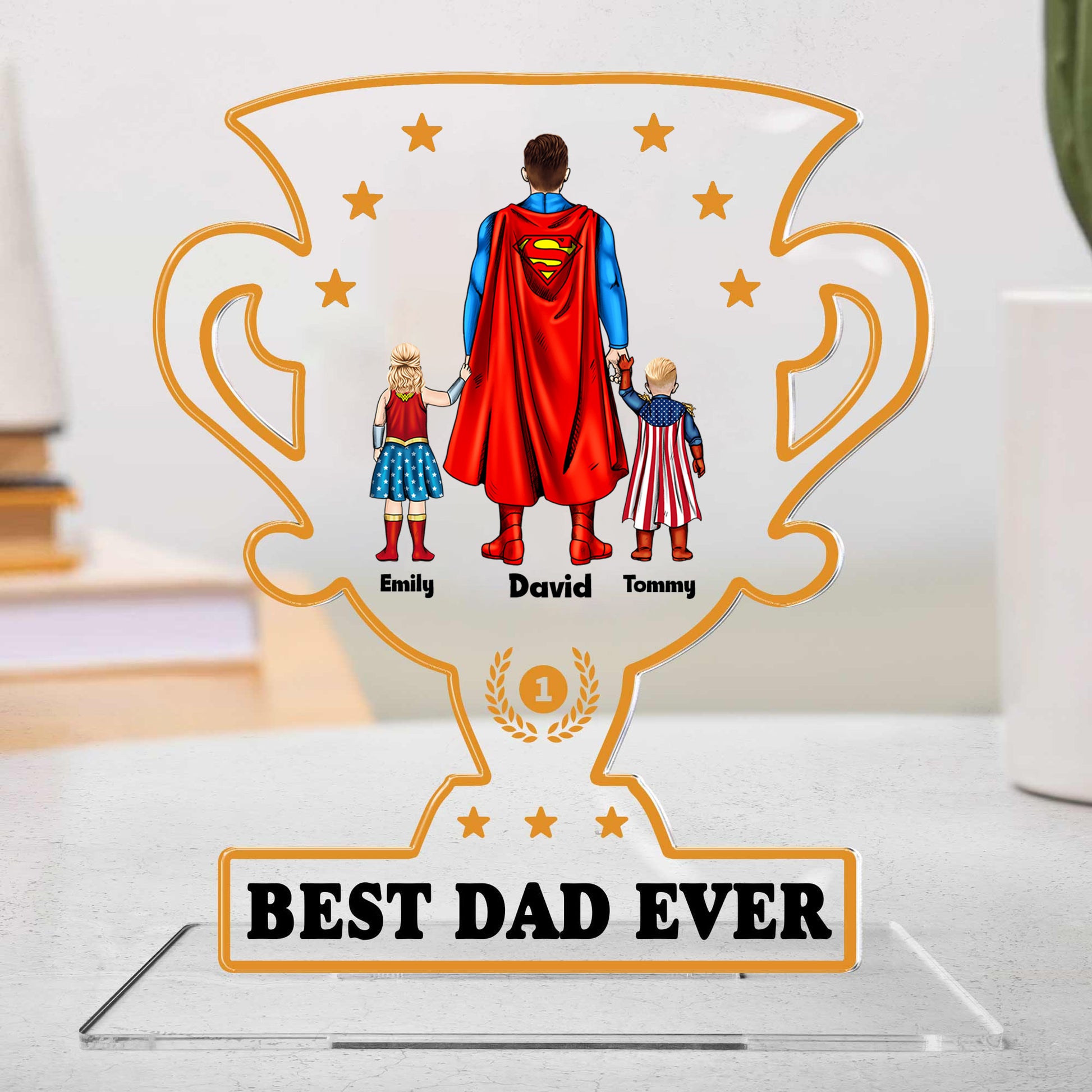 Trophy For The Best Dad - Gift For Dad, Grandfather - Personalized Acrylic Plaque