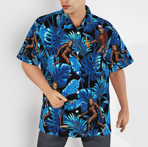 Tropical Bigfoot Blue Aloha Hawaiian Shirts For Men & Women