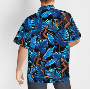 Tropical Bigfoot Blue Aloha Hawaiian Shirts For Men & Women