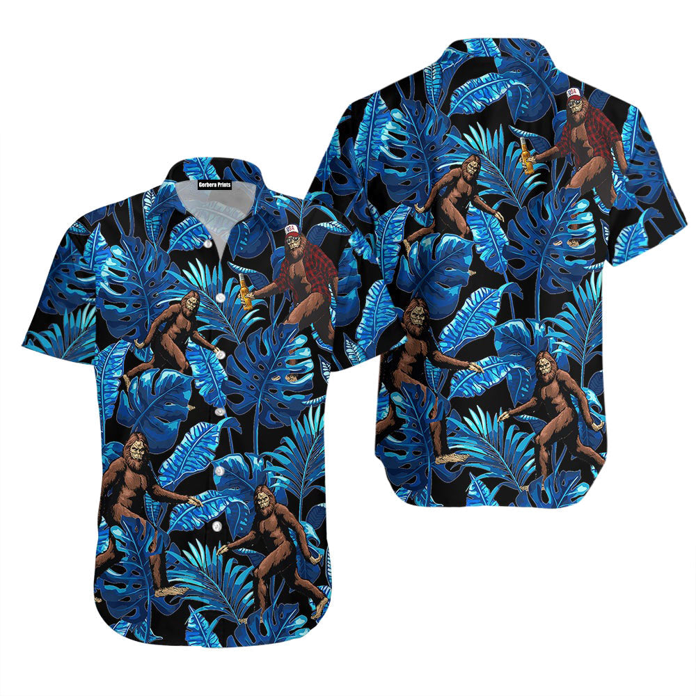 Tropical Bigfoot Blue Aloha Hawaiian Shirts For Men & Women