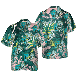 Tropical Forest And Leaves Bigfoot Hawaiian Shirt