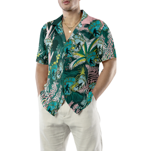 Tropical Forest And Leaves Bigfoot Hawaiian Shirt