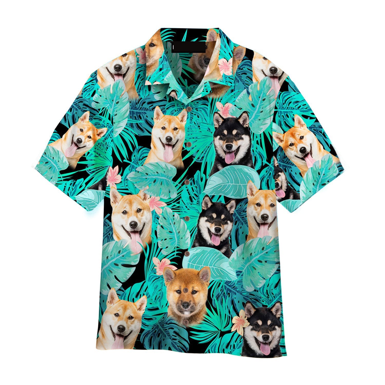 Tropical Shiba Inu Dog Blue Aloha Hawaiian Shirts