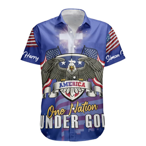 One Nation Under God Christian 4th Of July - Personalized Hawaiian Shirt