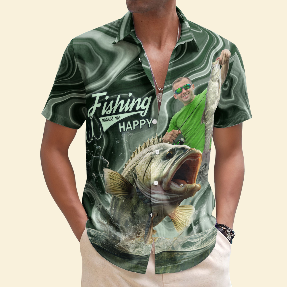 Custom Photo Fishing Bass - Gift For Fishing Lovers - Personalized Hawaiian Shirt