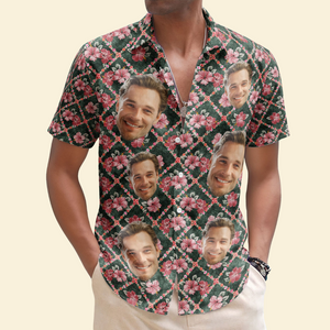 Custom Photo Summer Floral Pattern Aloha Beach - Personalized Hawaiian Shirt