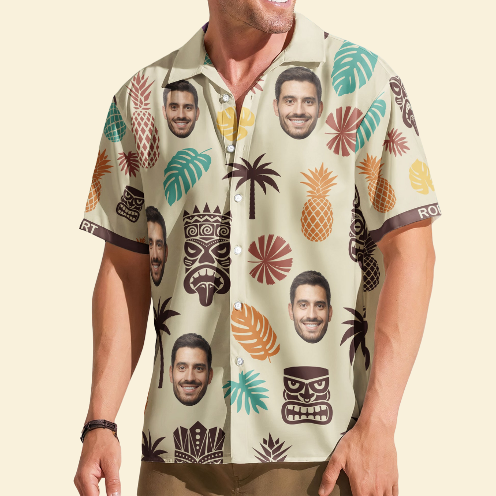 Custom Photo Tiki Pineapple Vintage Summer Aloha - Personalized Hawaiian Shirt