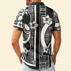 Custom Name Kapa Pattern Vintage Black White - Personalized Hawaiian Shirt