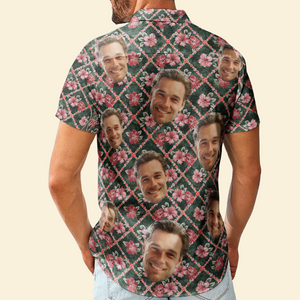 Custom Photo Summer Floral Pattern Aloha Beach - Personalized Hawaiian Shirt