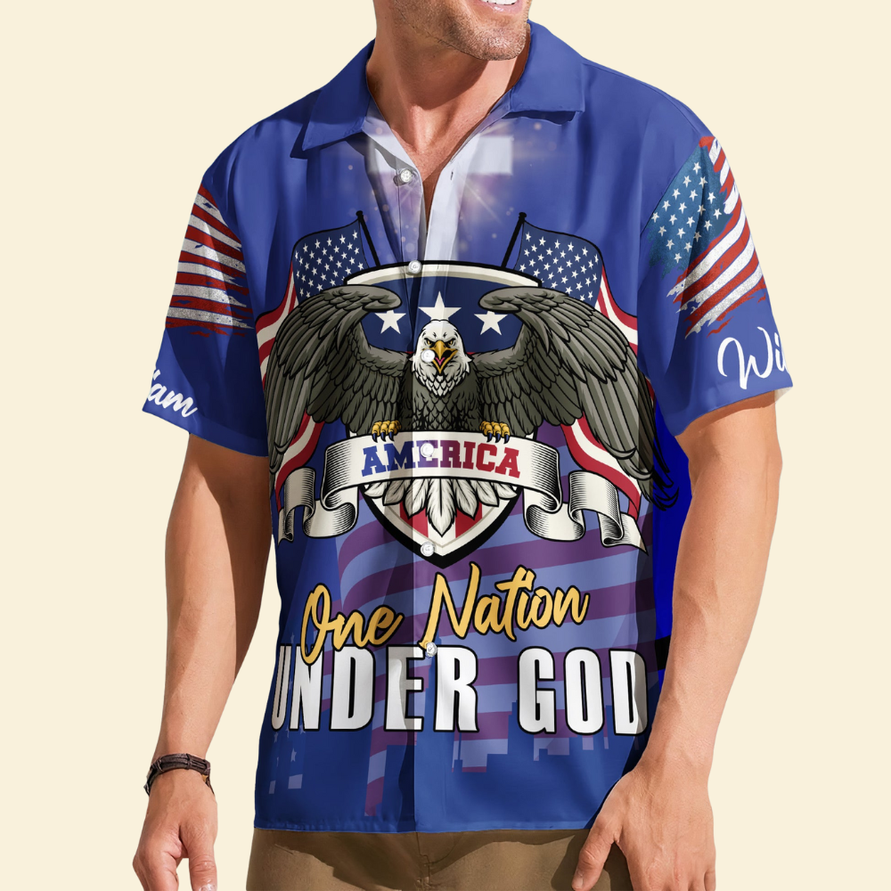 One Nation Under God Christian 4th Of July - Personalized Hawaiian Shirt