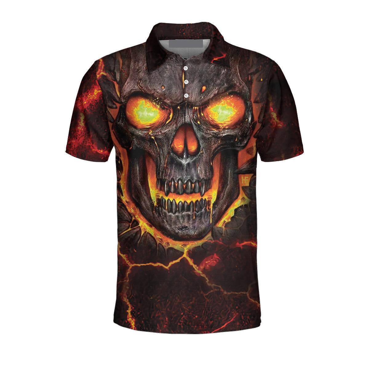 Tucking Fen Pin Skull Bowling Design Scary Halloween Polo Shirt