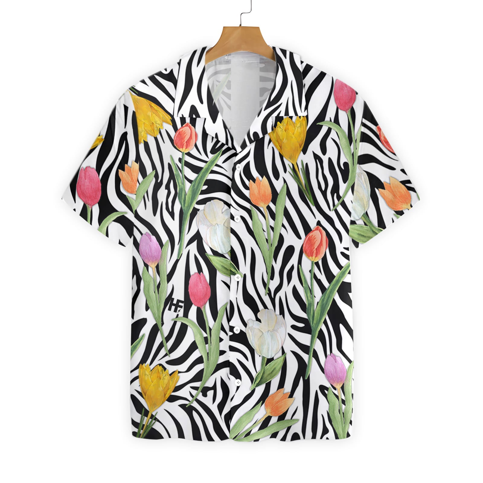 Tulip Zebra Watercolor Painting Art Hawaiian Shirt