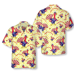 Turkeys in US Flag Costume Thanksgiving Day Hawaiian Shirt