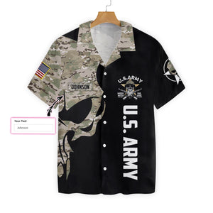 Personalized US Army Digital Camo Skull Custom Hawaiian Shirt