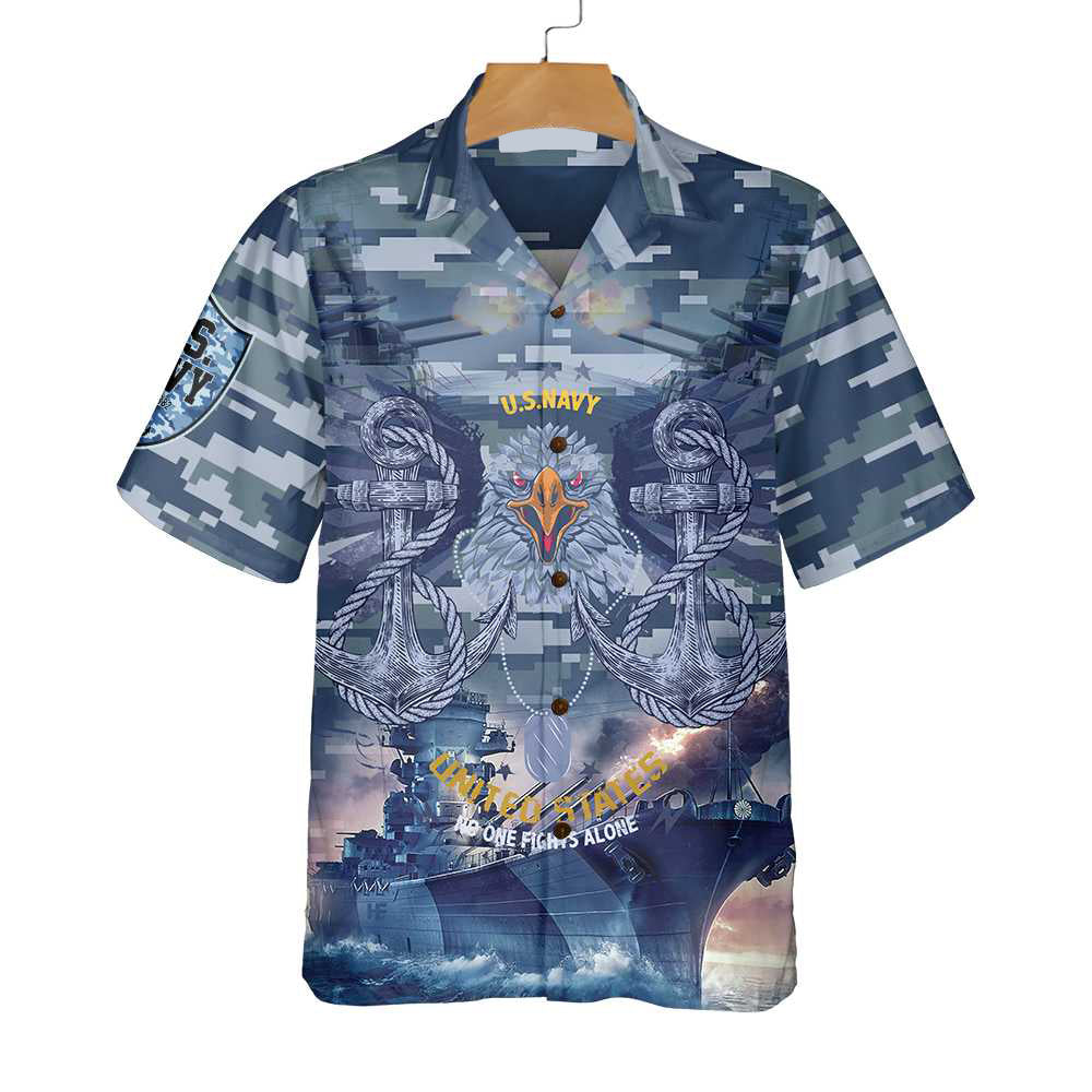 US Navy Veteran No One Fights Alone Veteran Hawaiian Shirt