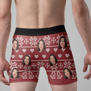 Custom Photo Ugly Christmas Jingle My Bells - Gift For Husband, Boyfriend - Personalized Men's Boxer Briefs NH96