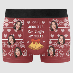 Custom Photo Ugly Christmas Jingle My Bells - Gift For Husband, Boyfriend - Personalized Men's Boxer Briefs NH96