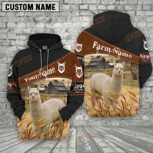 Personalized Name Uni Alpaca On Farm Printed 3D Black Hoodie