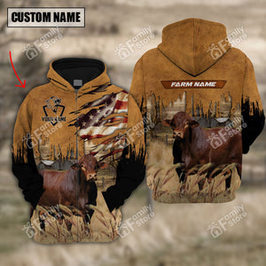 Personalized Name Uni Beefmaster US Flag Pattern Hoodie