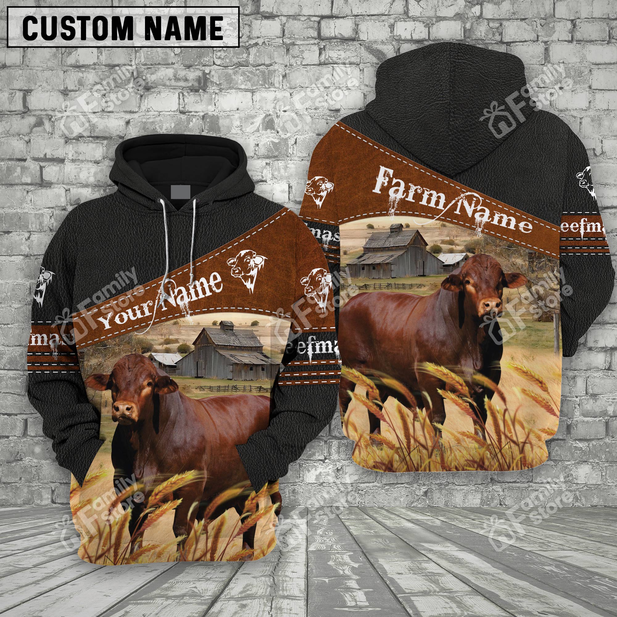 Personalized Name Uni Beefmaster On Farm Printed 3D Black Hoodie