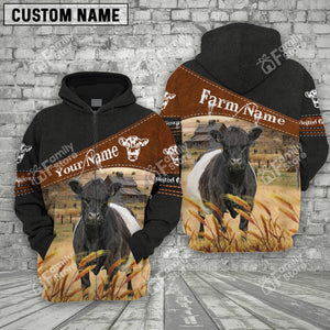 Personalized Name Uni Belted Galloway On Farms Black Hoodie