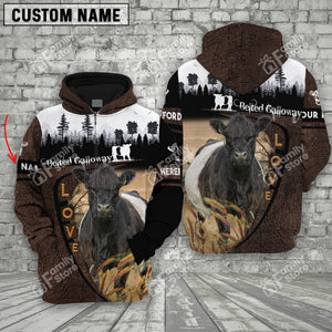 Personalized Name Uni Belted Galloway On Farms Wooden Forest Hoodie