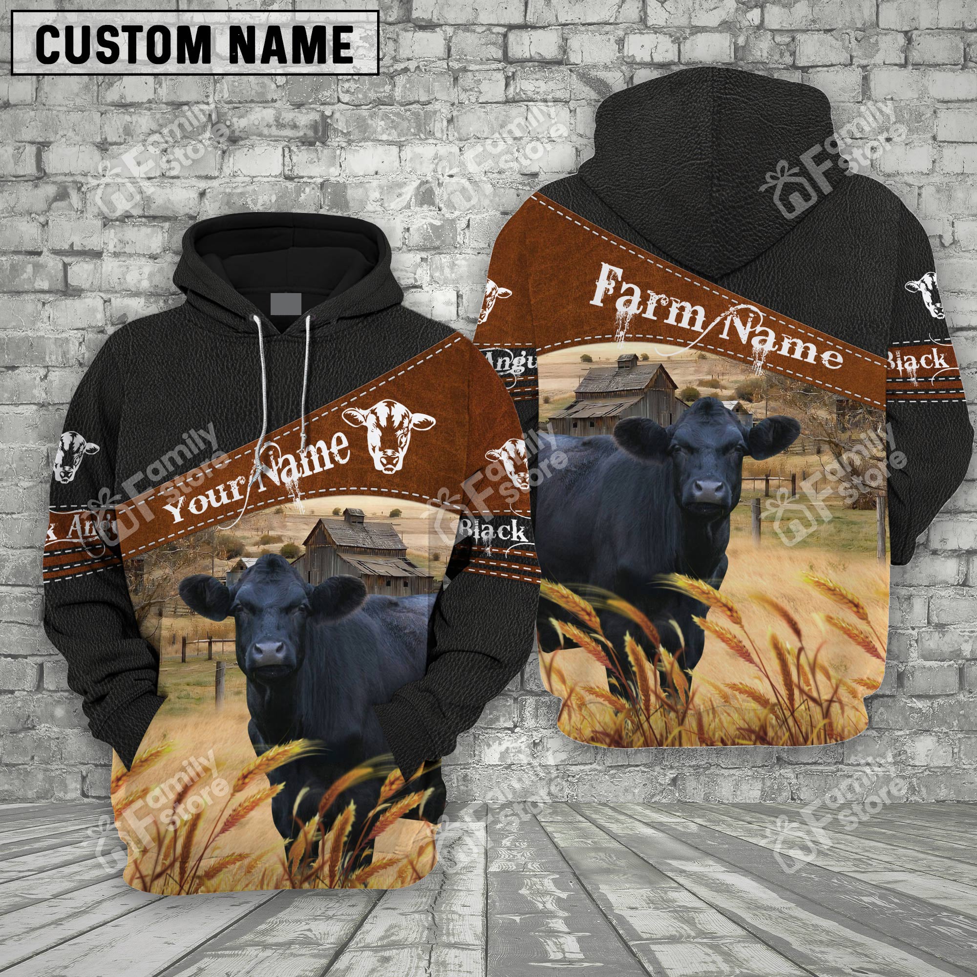 Personalized Uni Black Angus On Farms Printed 3D Black Hoodie