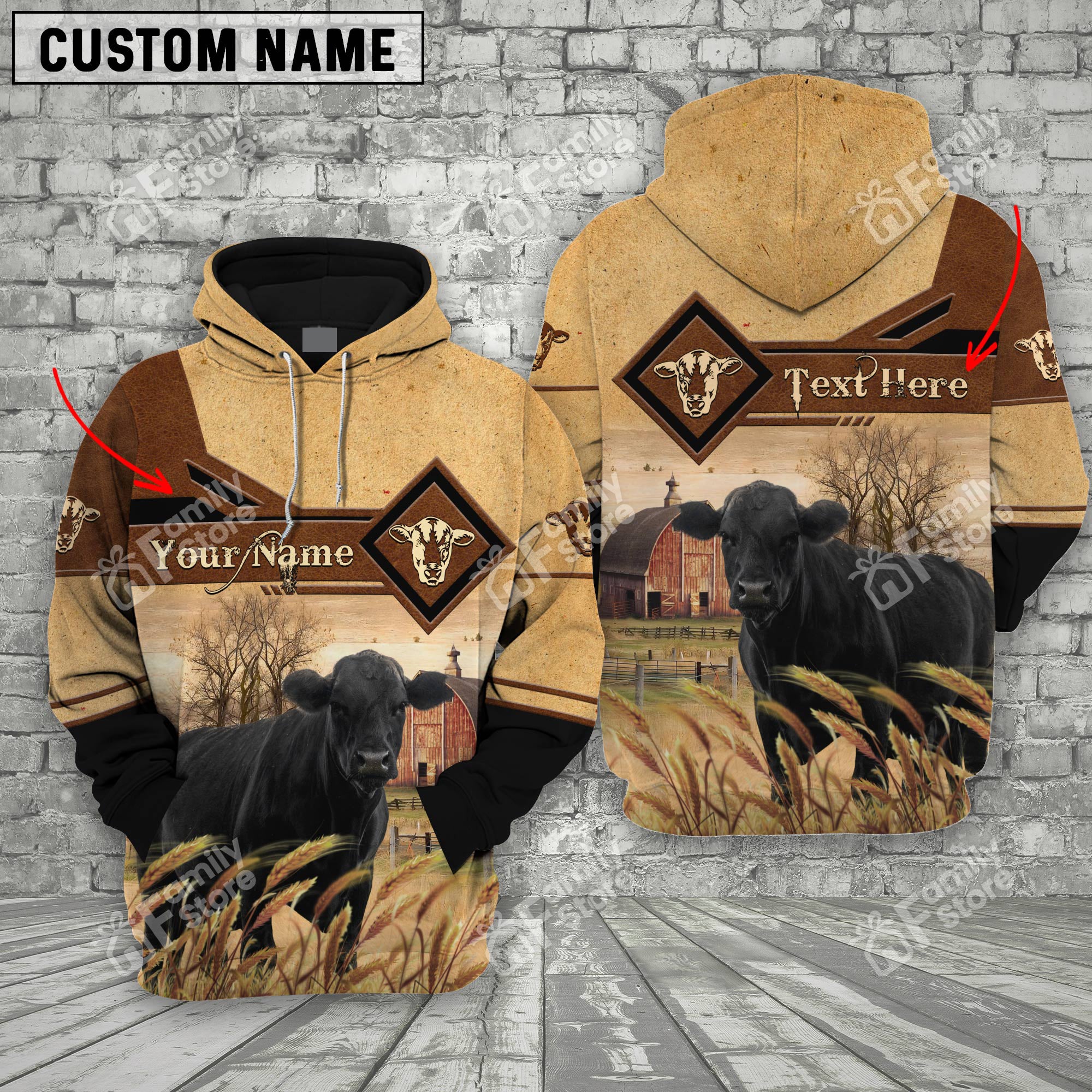 Personalized Uni Black Angus On Farms Printed 3D Hoodie