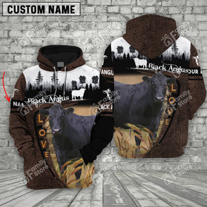 Personalized Uni Black Angus On Farms Printed 3D Wooden Forest Hoodie