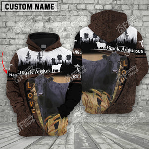 Personalized Uni Black Angus On Farms Printed 3D Wooden Forest Hoodie