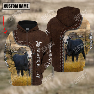 Personalized Uni Black Baldy Farming Leather Pattern Hoodie