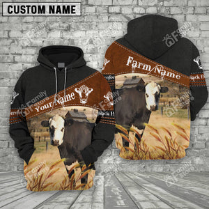 Personalized Uni Black Hereford On Farms Printed 3D Black Hoodie