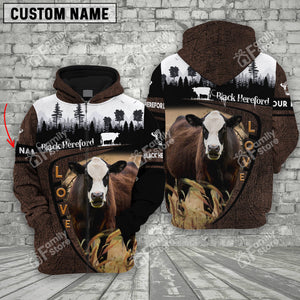 Personalized Uni Black Hereford On Farms Wooden Forest Hoodie