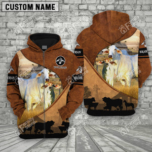 Personalized Uni Brahman Farming Dark Brown 3D Hoodie