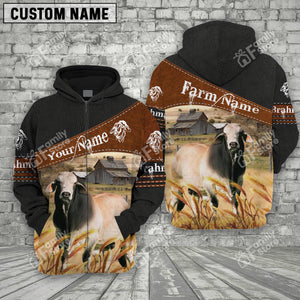 Personalized Uni Brahman On Farm Printed 3D Black Hoodie