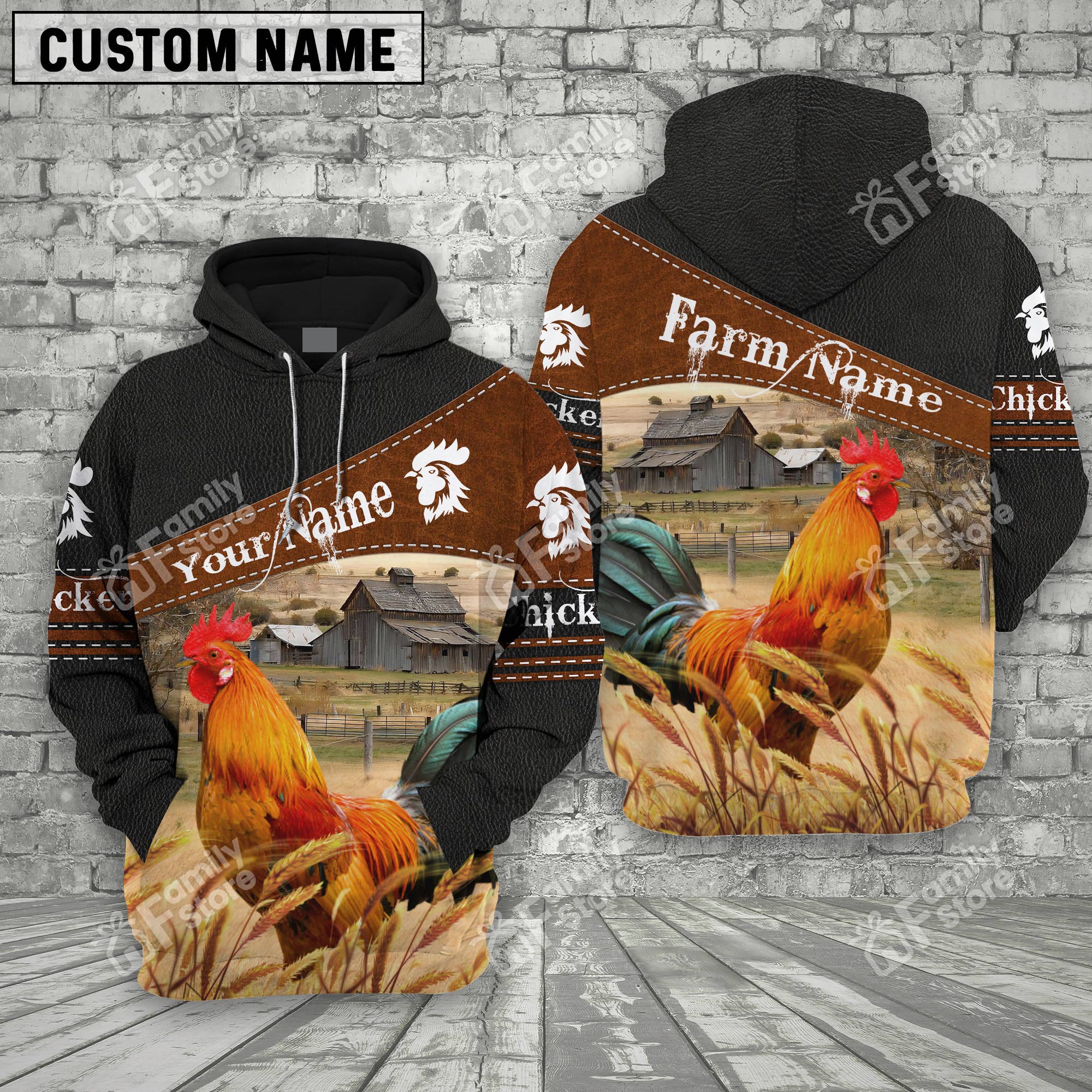 Personalized Uni Chicken On Farm Printed 3D Black Hoodie