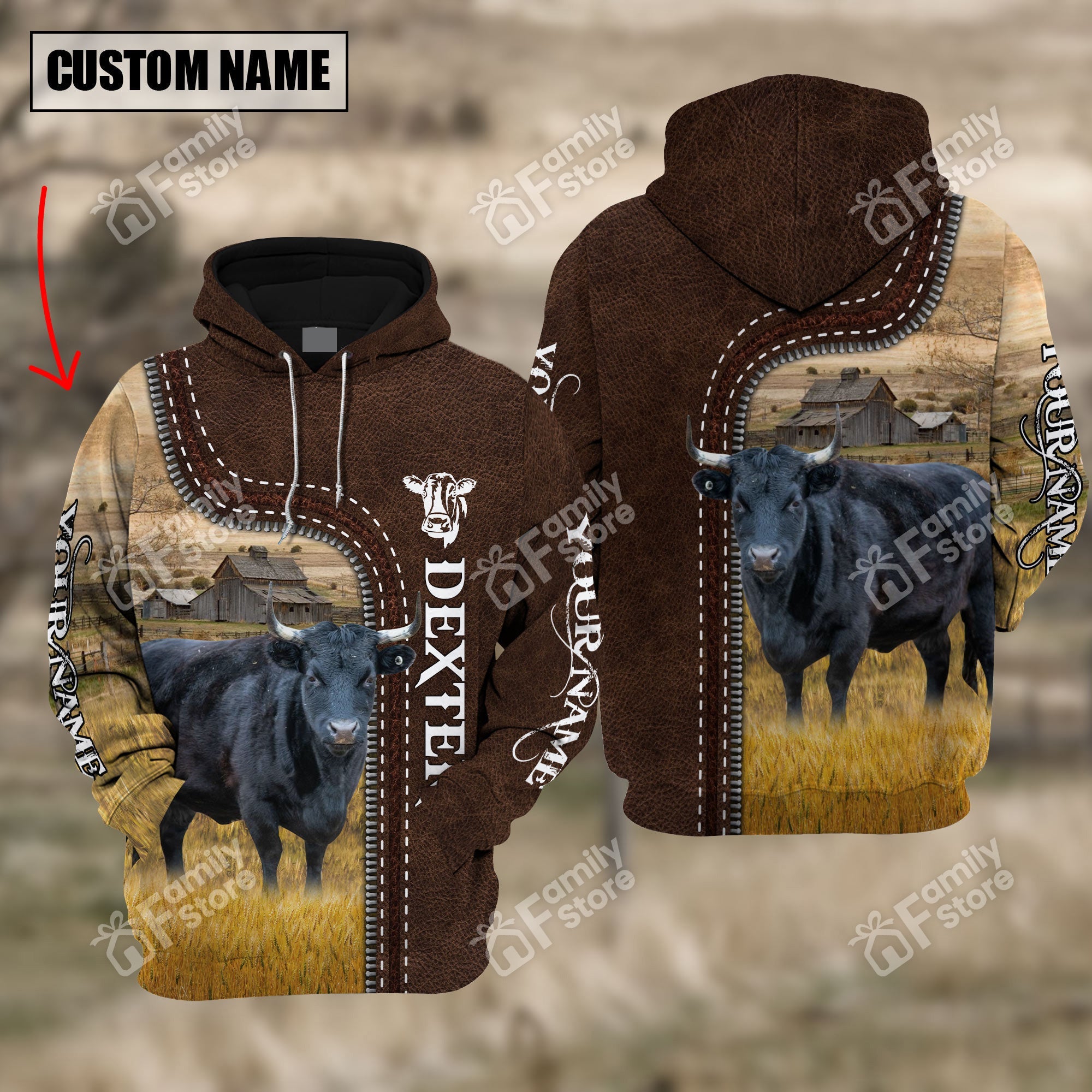 Personalized Uni Dexter Farming Leather Pattern 3D Hoodie