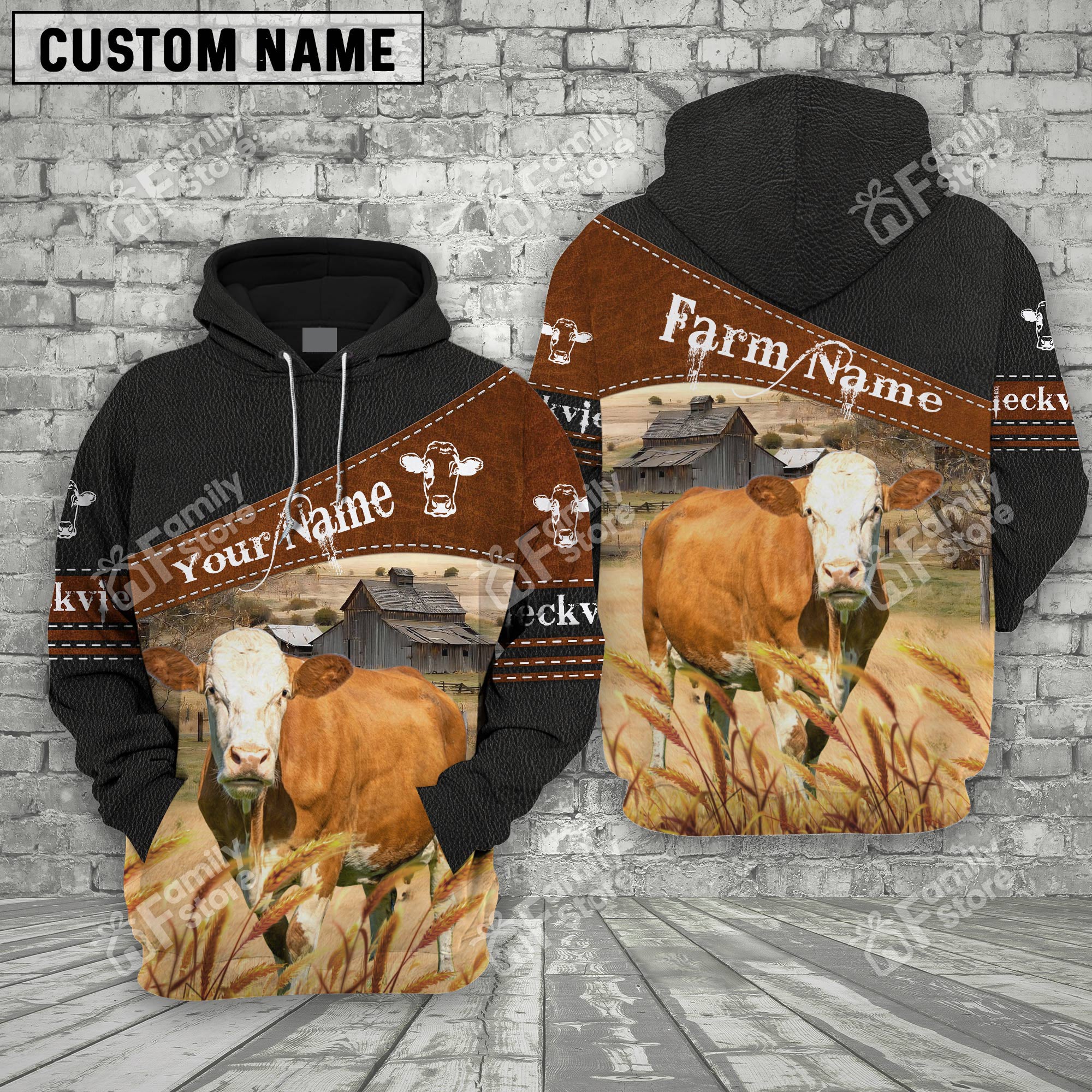 Personalized Uni Fleckvieh On Farm Printed 3D Black Hoodie