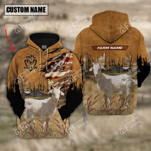 Personalized Uni Goat Us Flag Pattern Hoodie