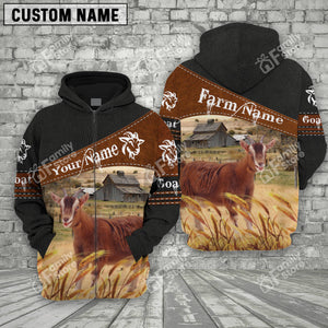 Personalized Uni Goat On Farm Printed 3D Black Hoodie