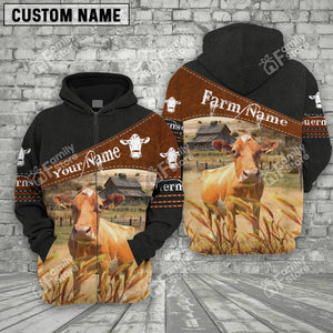 Personalized Uni Guernsey On Farm Printed 3D Black Hoodie