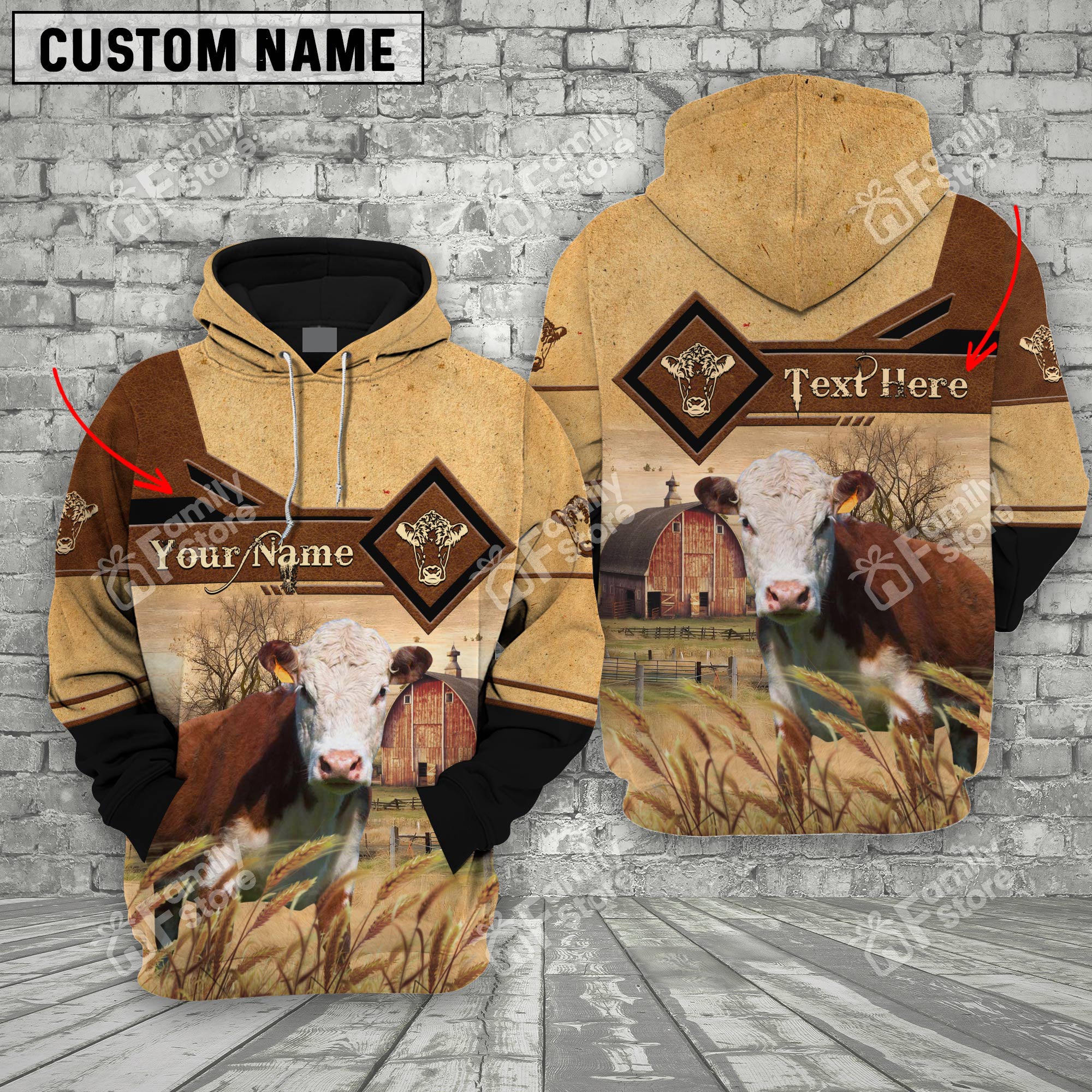 Personalized Uni Hereford On Farms Printed 3D Hoodie