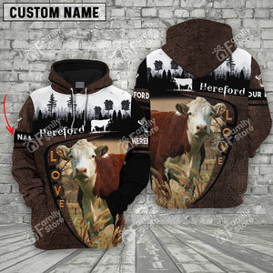 Personalized Uni Hereford On Farms Printed 3D Wooden Forest Hoodie