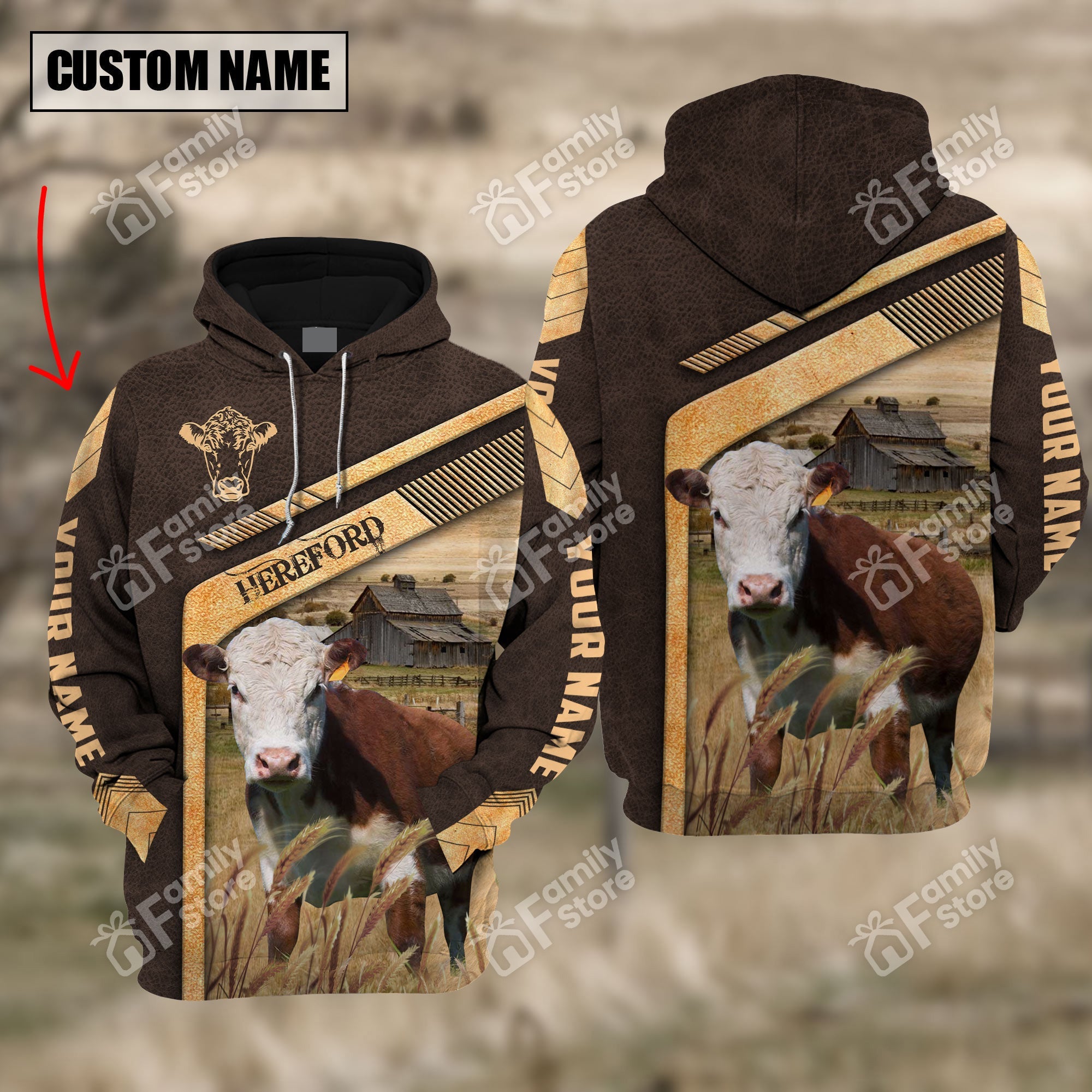 Personalized Uni Hereford On The Meadow Hoodie