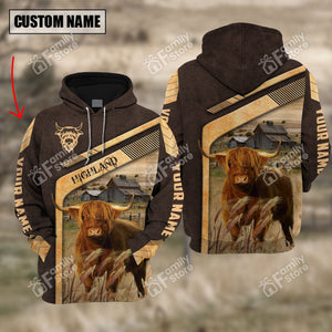 Personalized Uni Highland Cattle On The Meadow Hoodie